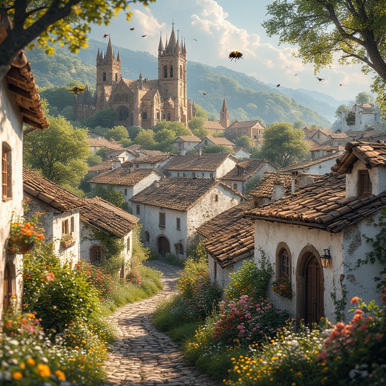 Serene Spring Village Scene
