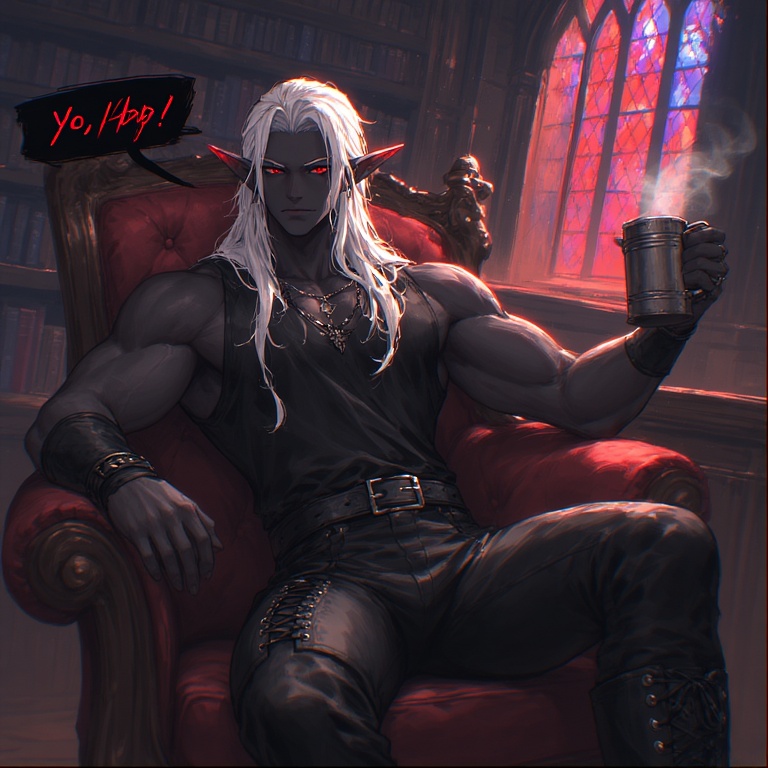Dark Elf Warrior Seated