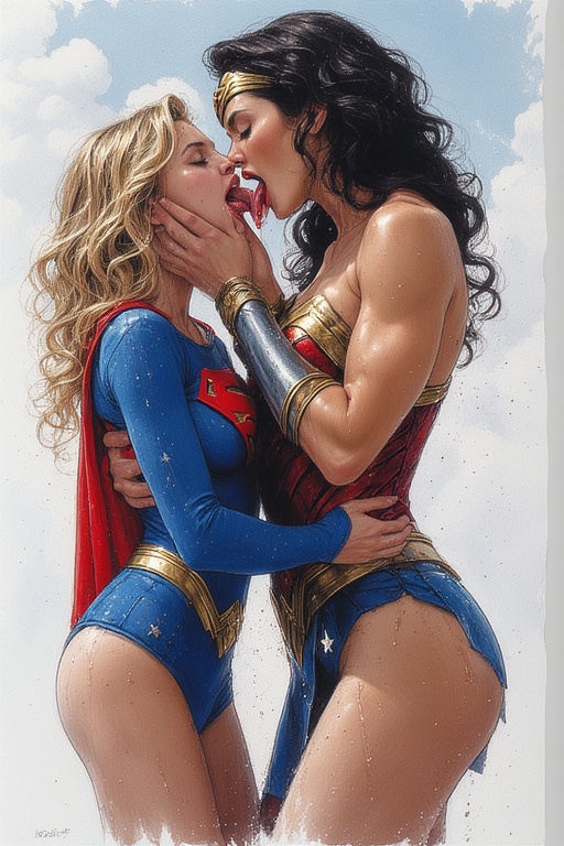 Supergirl and Wonder Woman Intimate