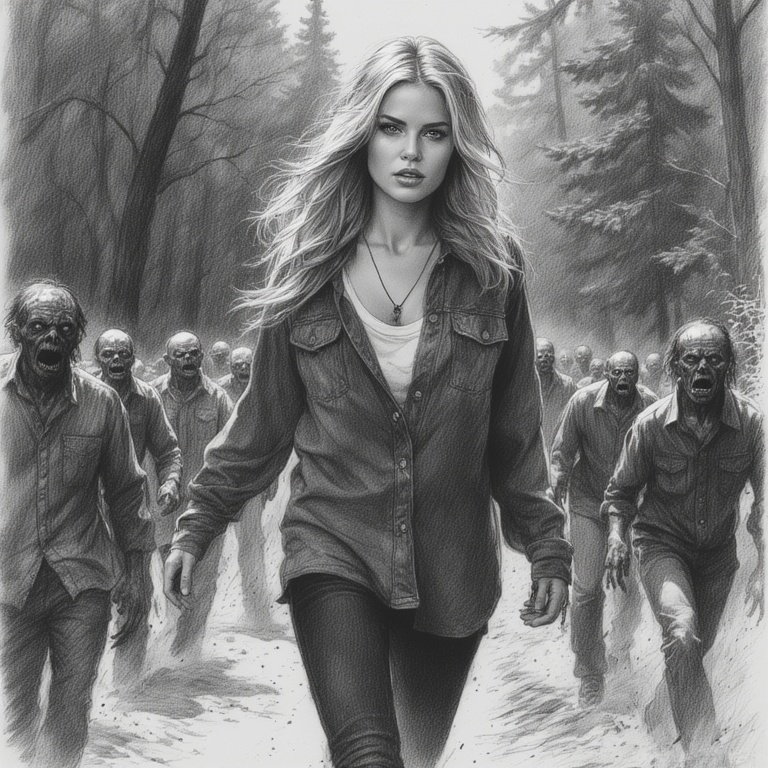 Blonde Fleeing Zombie Apocalypse