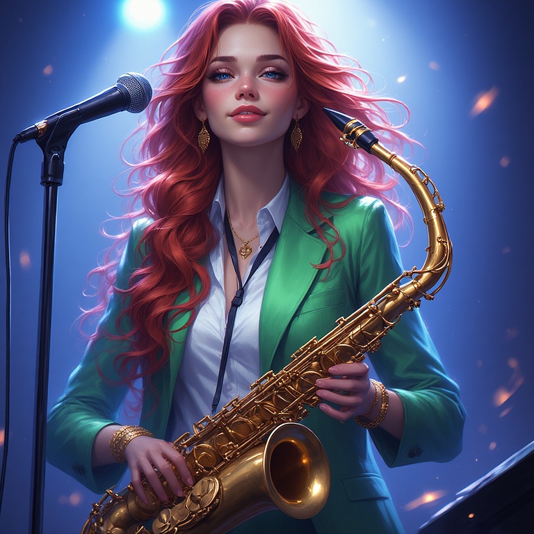Saxophonist in Green