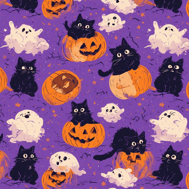 Ghostly Pumpkin Feline