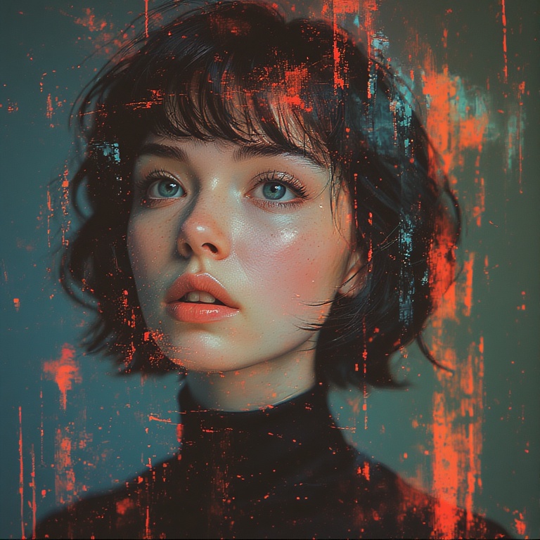 Glitched Cybernetic Portrait