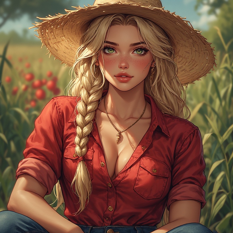 Blond Farm Girl Charm